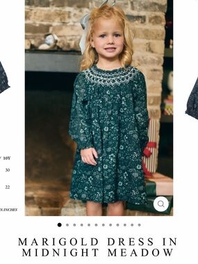 Marigold Girls' Smocked Floral Dress in Midnight Meadow